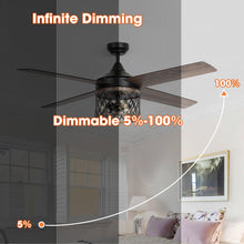 Carregar imagem no visualizador da galeria, 52" Mirelle Farmhouse Downrod Mount Reversible Ceiling Fan with Lighting and Remote Control