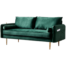 Load image into Gallery viewer, DongHeng Modern Living Room Velvet Fabric Sofa Couch, Loveseat Sofa with pocket, Green