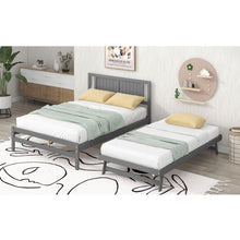 Carregar imagem no visualizador da galeria, Full Size Platform Bed with Adjustable Trundle, Gray