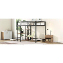 Carregar imagem no visualizador da galeria, Full Size Metal Loft Bed with Built-in Desk and Storage Shelves, Black