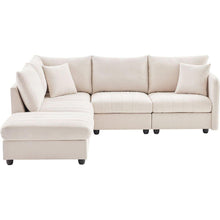 Carregar imagem no visualizador da galeria, 89x79"Modern Sectional Sofa with Vertical Stripes,2 Pillows,5-Seat Couch with Convertible Ottoman,Various Combinations,L-Shape Indoor Furniture for Living Room,Apartment, 3 Colors