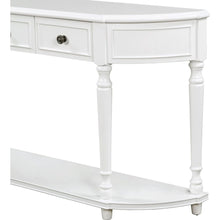 Load image into Gallery viewer, Retro Circular Curved Design Console Table with Open Style Shelf Solid Wooden Frame and Legs Two Top Drawers (White