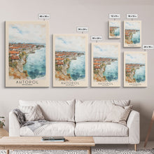 Load image into Gallery viewer, Ahtopol, Bulgaria Watercolor Beach Print, Vacation Gift, Bulgaria Wall Art, Beach Painting, Beach Decor, Beach Painting