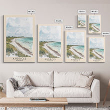 Load image into Gallery viewer, Andros, Bahamas Watercolor Beach Print, Vacation Gift, Bahamas Wall Art, Framed Canvas Print, Framed Beach Painting