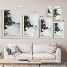 Load image into Gallery viewer, Anse Georgette, Seychelles Watercolor Beach Print, Vacation Gift, Seychelles Wall Art, Framed Canvas Print, Framed Beach Painting