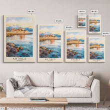 Load image into Gallery viewer, Antibes, France Watercolor Print, Vacation Gift, France Wall Art, Beach Painting, Beach Decor, Large Wall Art, Wood Frame Art