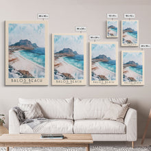 Carregar imagem no visualizador da galeria, Balos Beach, Greece Watercolor Beach Print, Vacation Gift, Greece Wall Art, Framed Canvas Print, Framed Beach Painting