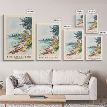 Carregar imagem no visualizador da galeria, Bintan Island, Indonesia Watercolor Beach Print, Vacation Gift, Indonesia Wall Art, Framed Canvas Print, Framed Beach Painting