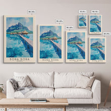 Load image into Gallery viewer, Bora Bora, France Watercolor Beach Print, Vacation Gift, France Wall Art, Framed Canvas Print, Framed Beach Painting