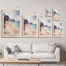 Load image into Gallery viewer, Bottle Beach, Thailand Watercolor Beach Print, Vacation Gift, Thailand Wall Art, Framed Canvas Print, Framed Beach Painting