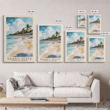 Load image into Gallery viewer, Bávaro Beach, Dominican Republic Watercolor Beach Print, Vacation Gift, Dominican Republic Wall Art, Framed Canvas Print, Framed Beach Painting