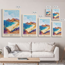 Load image into Gallery viewer, Cabo San Lucas, Mexico Watercolor Print, Vacation Gift, Mexico Wall Art, Beach Painting, Beach Decor, Large Wall Art, Wood Frame Art