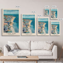 Carregar imagem no visualizador da galeria, Cape May, New Jersey Watercolor Beach Print, Vacation Gift, New Jersey Wall Art, Framed Canvas Print, Framed Beach Painting