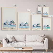 Cargar imagen en el visor de la galería, Chausey Islands, France Watercolor Beach Print, Vacation Gift, France Wall Art, Framed Canvas Print, Framed Beach Painting