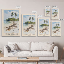 Load image into Gallery viewer, Coiba Island, Panamá Watercolor Beach Print, Vacation Gift, Panamá Wall Art, Framed Canvas Print, Framed Beach Painting
