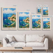 Load image into Gallery viewer, Cortegada Island, Spain Watercolor Beach Print, Vacation Gift, Spain Wall Art, Framed Canvas Print, Framed Beach Painting