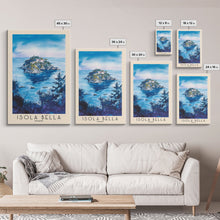 Load image into Gallery viewer, Isola Bella, Italy Watercolor Beach Print, Vacation Gift, Italy Wall Art, Framed Canvas Print, Framed Beach Painting