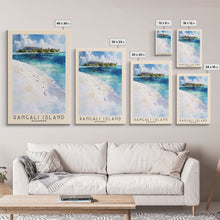 Load image into Gallery viewer, Rangali Island, Maldives Watercolor Beach Print, Vacation Gift, Maldives Wall Art, Framed Canvas Print, Framed Beach Painting