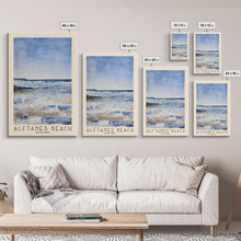 Load image into Gallery viewer, Álftanes Beach, Iceland Watercolor Print, Vacation Gift, Iceland Wall Art, Beach Painting, Beach Decor, Large Wall Art, Wood Frame Art