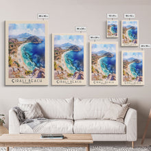 Load image into Gallery viewer, Çıralı Beach, Turkey Watercolor Print, Vacation Gift, Turkey Wall Art, Beach Painting, Beach Decor, Large Wall Art, Wood Frame Art