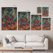 Cargar imagen en el visor de la galería, Fantastical Demon with Stars Framed Canvas Print | Halloween Monster Art | Spooky Starry Art | Scary Demon Art for Home Decoration