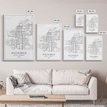 Load image into Gallery viewer, Anchorage Street Map, Alaska Map, City Map Wall Décor, Adventure Wall Art, Minimalist, Modern Art, Wall Art, Canvas Print, Canvas Wall Art