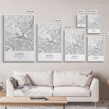 Carregar imagem no visualizador da galeria, Austin Street Map, Texas Map, City Map Art, Office Wall Art, Travel Décor, Minimalist Art, Wall Art, Canvas Print, Canvas Wall Art