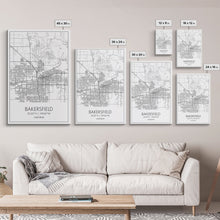 Load image into Gallery viewer, Bakersfield Street Map, California Map, City Wall Art, Home Wall Décor, Wife Gift, Minimalist Art, Wall Art, Canvas Print, Canvas Wall Art