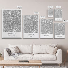 Load image into Gallery viewer, Bangkok Street Map, Thailand Map, City Wall Art, Asia Travel Art, Reception Décor, Modern Art, Wall Art, Canvas Print, Canvas Wall Art
