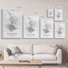 Carregar imagem no visualizador da galeria, Brownsville Street Map, Texas Map, City Map Art, Modern Art, Wall Art, Canvas Print, Canvas Wall Art, Dorm Décor, Graduation Gift,