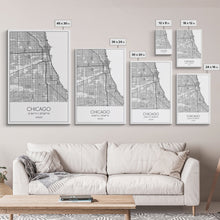 Load image into Gallery viewer, Chicago Street Map, Illinois Map, City Map Art, Modern Art, Wall Art, Canvas Print, Canvas Wall Art, Travel Wall Décor, Unique Wall Art
