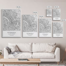 Load image into Gallery viewer, Pittsburgh Street Map, Pennsylvania Map, City Map Art, Minimalist Art, Wall Art, Canvas Print, Boys Room Wall Art, Aviation Gift, Travel Art