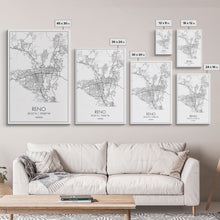 Load image into Gallery viewer, Reno Street Map, Nevada Map, City Map Art, Minimalist Art, Wall Art, Canvas Print, Girls Room Décor, Traveler Gift, Travel Art Print