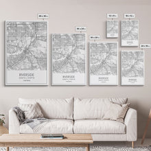 Load image into Gallery viewer, Riverside Street Map, California Map, City Map Art, Minimalist Art, Wall Art, Canvas Print, Office Wall Décor, Gifts For Dad, Travel Print