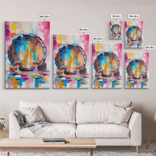 Carregar imagem no visualizador da galeria, Abstract Wine Barrel with Glasses - Framed Canvas Print, Modern Wine Art, Bar Decor, Wine Lover's Gift