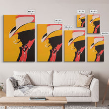 Load image into Gallery viewer, Cowboy Silhouette with Hat and Cigarette - Framed Canvas Print, Western Pop Art, Rustic Decor for Living Room or Office
