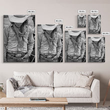 Load image into Gallery viewer, Cowboy with Hat and Scarf Looking Down in Black and White for Western Wall Art, Canvas Prints, Home Decor, Living Room Art, Bedroom Art
