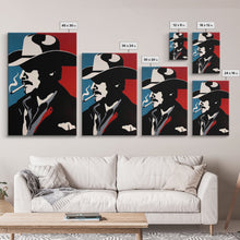 Load image into Gallery viewer, Cowboy and Cowgirl Embracing in Scenic Western Landscape - Framed Canvas Print, Rustic Western Decor, Bedroom Art, Romantic Wall Art