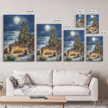 Cargar imagen en el visor de la galería, Christmas At The Beach, Framed Canvas Print, Christmas Decor, Christmas Art, Christmas Art Prints, Tropical Christmas, Beach House Art