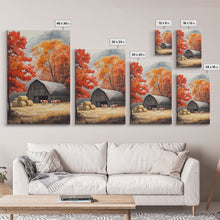 Cargar imagen en el visor de la galería, Fall Decor, Barn Amongst The Falling Leaves, Farmhouse Decor, Fall Art, Autumn Decor, Thanksgiving Seasonal Wall Art