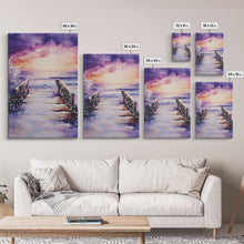 Load image into Gallery viewer, Beach Christmas Decor, Framed Canvas Print, Christmas At The Beach, Nautical / Tropical Holiday Wall Art