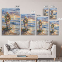 Load image into Gallery viewer, Beach Christmas Decor, Framed Canvas Print, Christmas At The Beach, Nautical / Tropical Holiday Wall Art