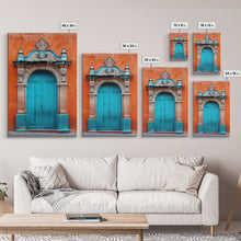 Cargar imagen en el visor de la galería, Change1 Mexican Wall Art, Colorful Mexican Door Architecture Painting Framed Canvas Print, Traditional Hacienda Architecture, Ready To Hang