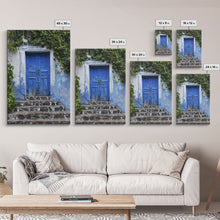 Cargar imagen en el visor de la galería, Change2 Mexican Wall Art, Colorful Mexican Door Architecture Painting Framed Canvas Print, Traditional Hacienda Architecture, Ready To Hang