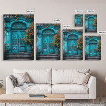 Cargar imagen en el visor de la galería, Change23 Mexican Wall Art, Colorful Mexican Door Architecture Painting Framed Canvas Print, Traditional Hacienda Architecture, Ready To Hang