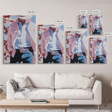 Load image into Gallery viewer, Cowboy Christmas Art Framed Canvas Print, Minimalist Holiday Decor Perfect Seasonal Gift Idea Wall Art 2024