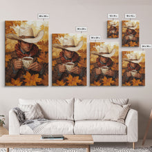 Load image into Gallery viewer, Cowboy Holding Hot Drink Framed Canvas Print - Moody Winter Landscape Art Perfect 2024 Christmas Wall Decor