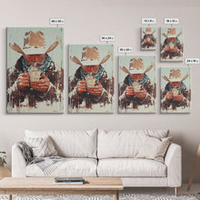 Load image into Gallery viewer, Cowboy Riding Horse in Winter Forest Framed Canvas Print - Moody Winter Landscape Art Perfect 2024 Christmas Home Decor