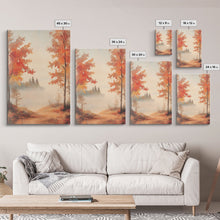 Carregar imagem no visualizador da galeria, Canvas Print of Serene Autumn Path with Misty Background, Fall Wall Art, Seasonal Decor, Gift Idea, Modern Farmhouse, Autumn Landscape