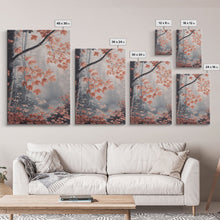 Carregar imagem no visualizador da galeria, Framed Canvas Print of Fall Leaves on Branches in Misty Forest, Moody Landscape Wall Art, Fall Decor, Gift Idea, Farmhouse Seasonal Art